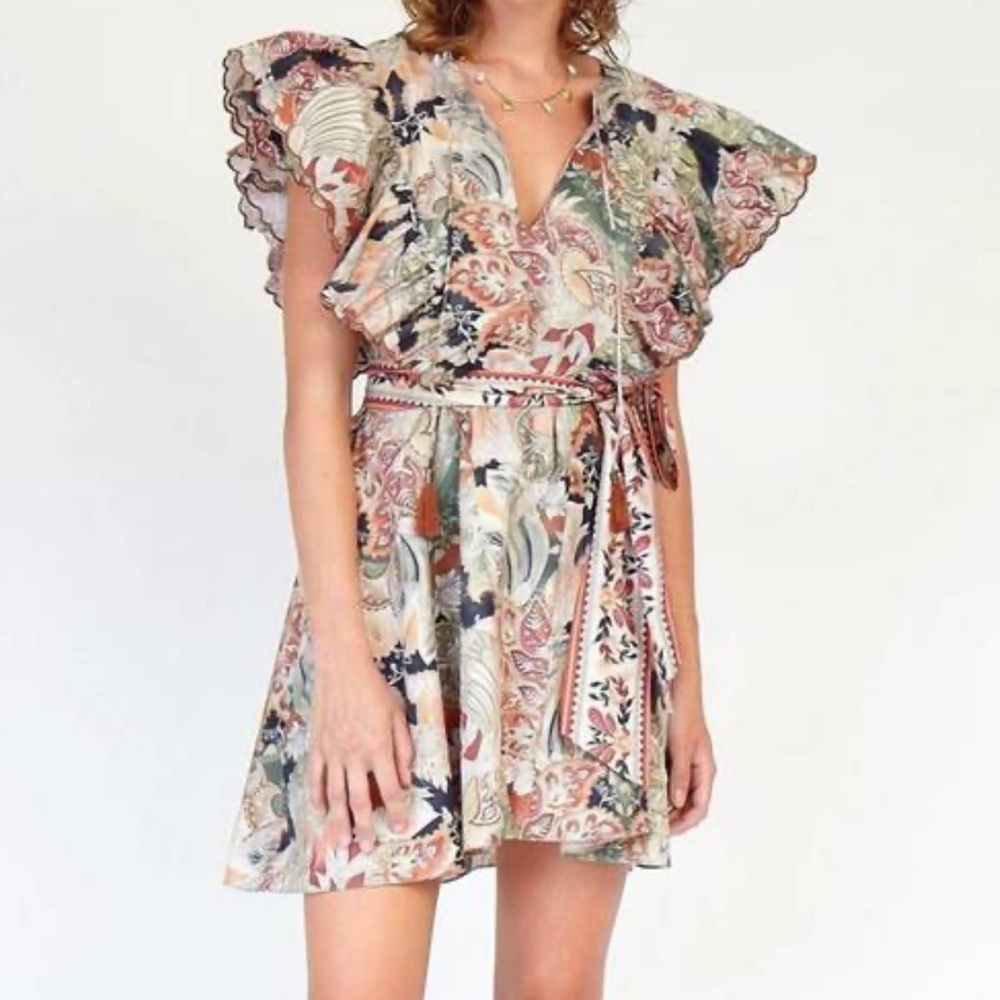 Floral Ruffle Sleeve Dress